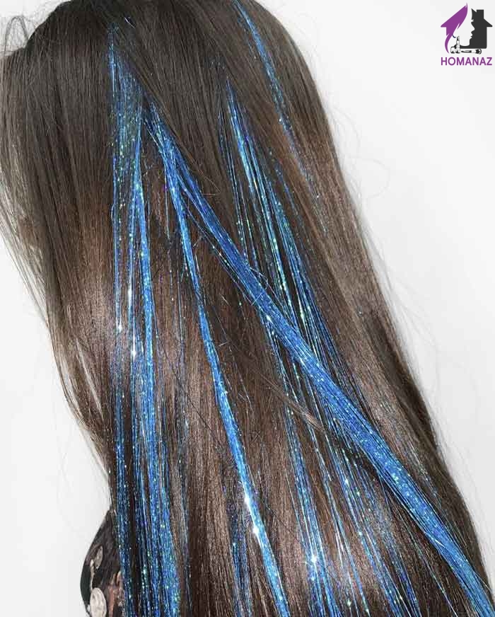 موی مشکی دخترانه با لمه آبی