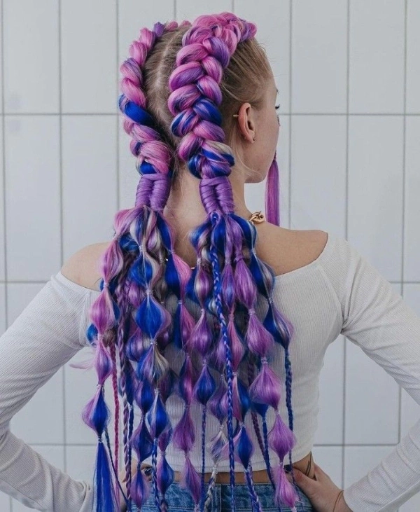 بافت هلندی دوتایی با موهای رنگی